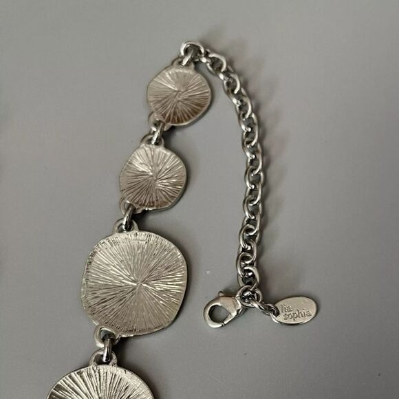 VTG LIA SOPHIA Silver Tone Abstract Dangle Statement Necklace No Wear 15.5”+3” - Picture 5 of 7